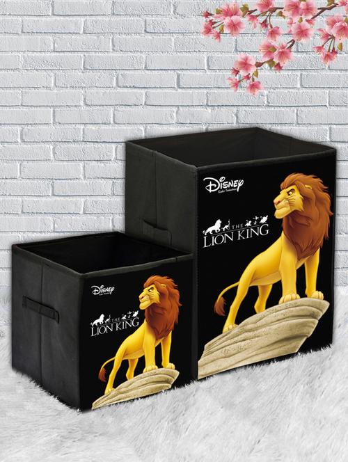 kuber industries disney lion king print 2 pcs large foldable laundry basket & small size cube(black) - 18188864 - Very Small Image - 1