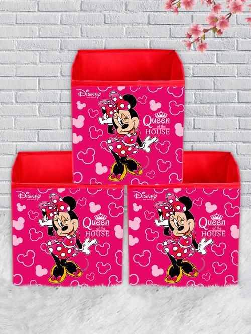 kuber industries disney minnie print 3 pcs foldable storage cube with handle,extra large (pink) - 18188881 - Very Small Image - 1