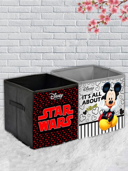 kuber industries disney print 2 pcs foldable storage cube with handle,extra large (grey & black) - 18188885 - Very Small Image - 1