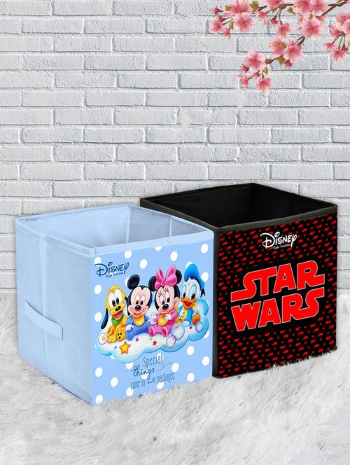 kuber industries disney print 2pcs foldable storage cube with handle,extra large (black & blue) - 18188889 - Very Small Image - 1