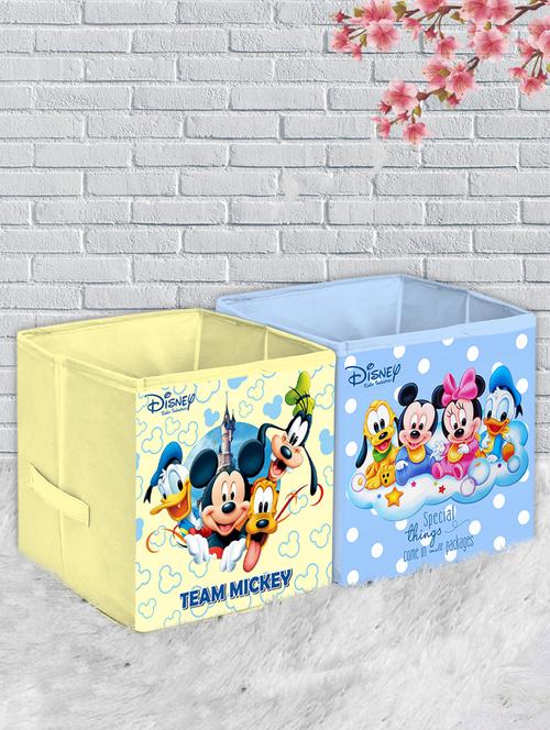 kuber industries disney print 2 pcs foldable storage cube with handle,extra large (blue & cream) - 18188893 - Very Small Image - 1