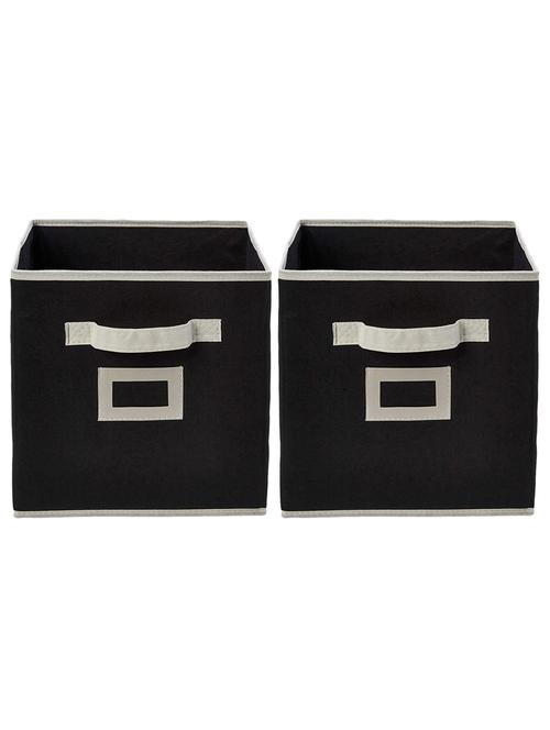 kuber industries non woven fabric 2 pieces foldable large size storage cube with handle,extra large (black) - 18188915 - Very Small Image - 1