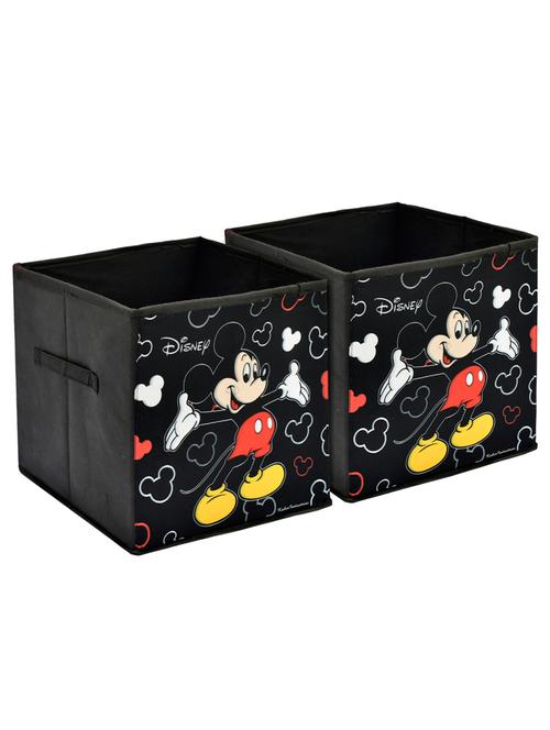 kuber industries disney mickey mouse print 2pcs foldable storage cube storage box with handle(black) - 18188927 - Very Small Image - 1