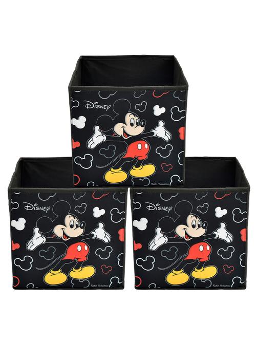 kuber industries disney mickey mouse print 3pcs foldable storage cube storage box with handle(black) - 18188928 - Very Small Image - 1