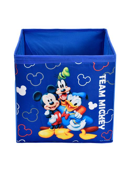 kuber industries disney team mickey print foldable storage cube storage box with handle (blue) - 18188932 - Very Small Image - 1