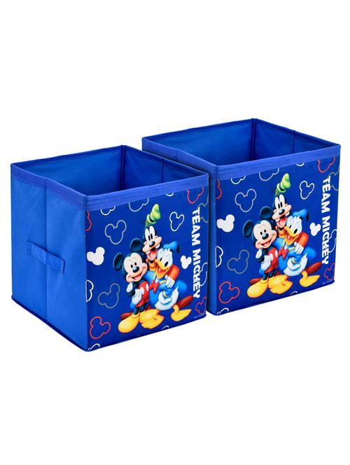 kuber industries disney team mickey print 2 pcs foldable storage cube storage box with handle (blue) - 18188933 - Very Small Image - 1