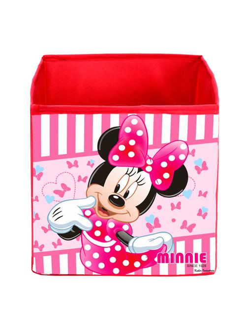 kuber industries disney minnie print foldable storage cube storage box with handle (pink) - 18188935 - Very Small Image - 1