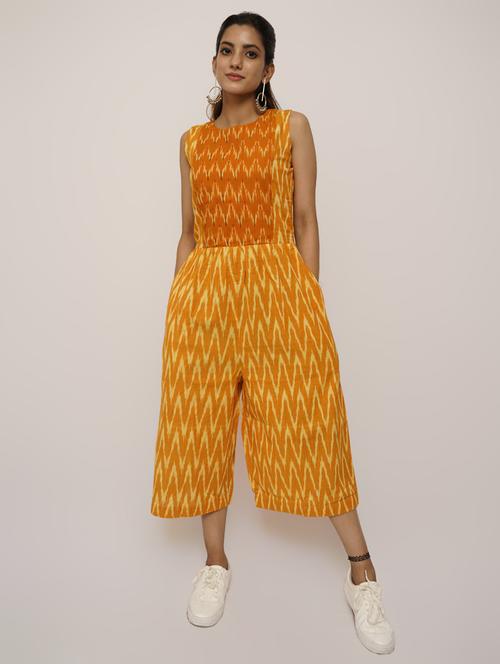 yellow printed 3/4 jumpsuit - 18189240 - Very Small Image - 1