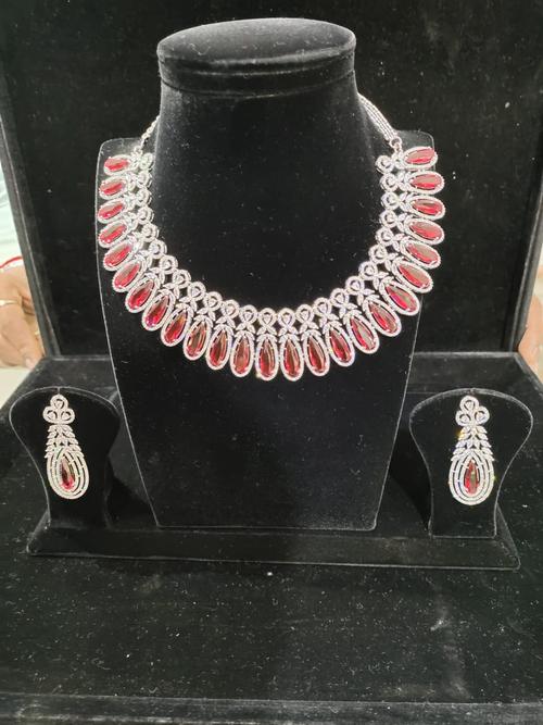 ladies necklaces set silver plated pink - 18190009 - Very Small Image - 1
