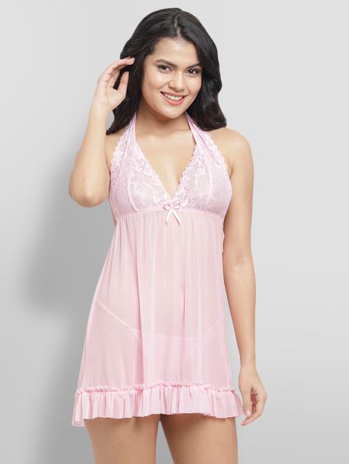 pink polyester babydoll - 18192231 - Very Small Image - 1