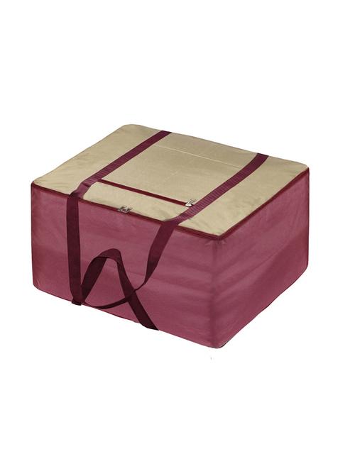 kuber industries 2pcs large lightweight foldable rexine jumbo underbed storage bag (brown & maroon) - 18192320 - Very Small Image - 1