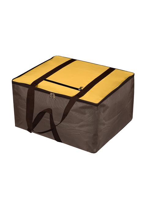kuber industries small lightweight foldable rexine jumbo underbed storage bag (yellow & brown) - 18192335 - Very Small Image - 1