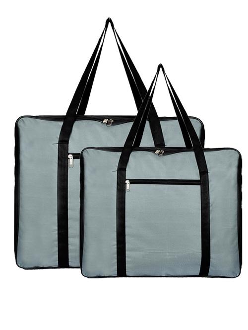 kuber industries 2pcs foldable rexine jumbo underbed storage bag large & small (grey & black) - 18192344 - Very Small Image - 1