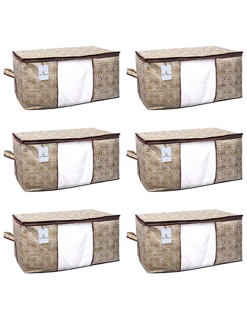 kuber industries laheriya design 6 piece non woven underbed storage bag ,extra large, orange - 18192375 - Very Small Image - 1