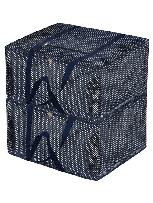 kuber industries dot printed parachute large size foldable underbed storage bag - pack of 2 (blue) - 18192390 - Very Small Image - 1