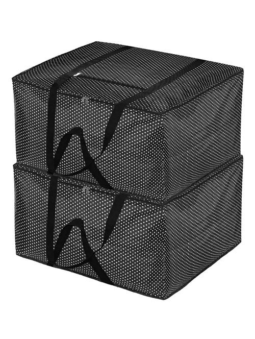kuber industries dot printed parachute large size foldable underbed storage bag - pack of 2 (black) - 18192392 - Very Small Image - 1