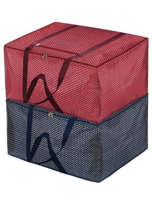 kuber industries dot printed parachute large size foldable underbed storage bag - pack of 2 (blue & maroon) - 18192396 - Very Small Image - 1