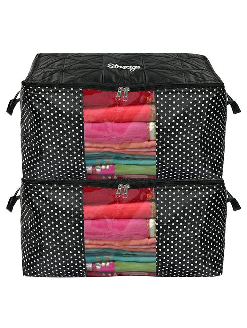 kuber industries dot printed saree cover bag with transparent window & handle-pack of 2 (black) - 18192411 - Very Small Image - 1