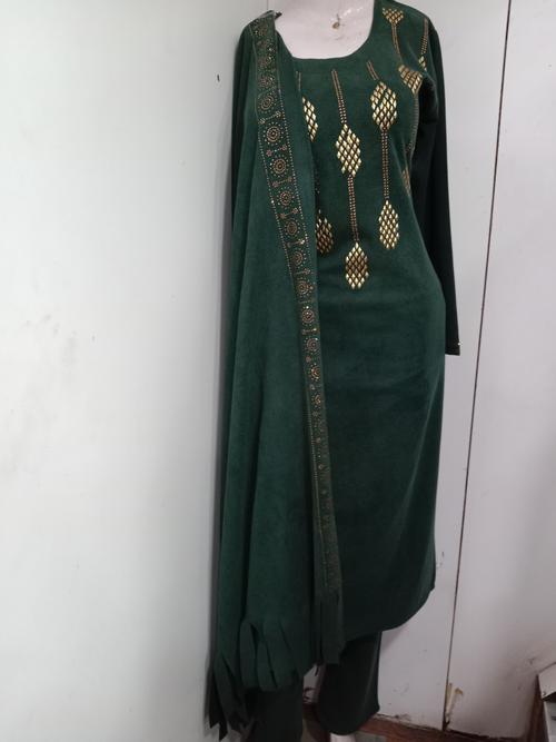 kurta kurta pant dupatta woolen green - 18192471 - Very Small Image - 1