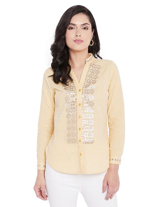 yellow checkrd regular shirt - 18192907 - Very Small Image - 1