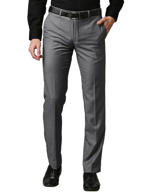 grey solid formal trouser - 18192932 - Very Small Image - 1