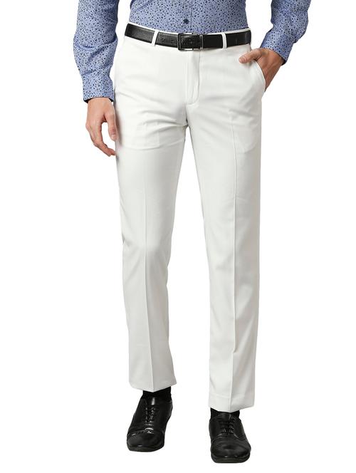 white solid flat front formal trouser - 18192957 - Very Small Image - 1