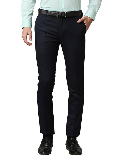 blue solid pleated trousers formal trouser - 18193017 - Very Small Image - 1