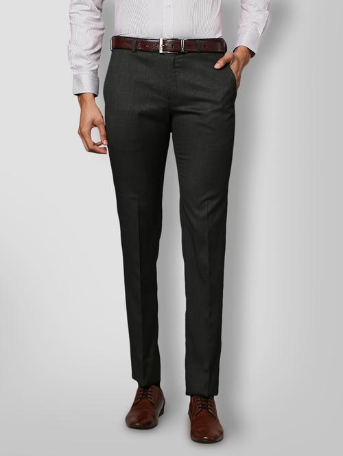 grey solid pleated trousers formal trouser - 18193020 - Very Small Image - 1