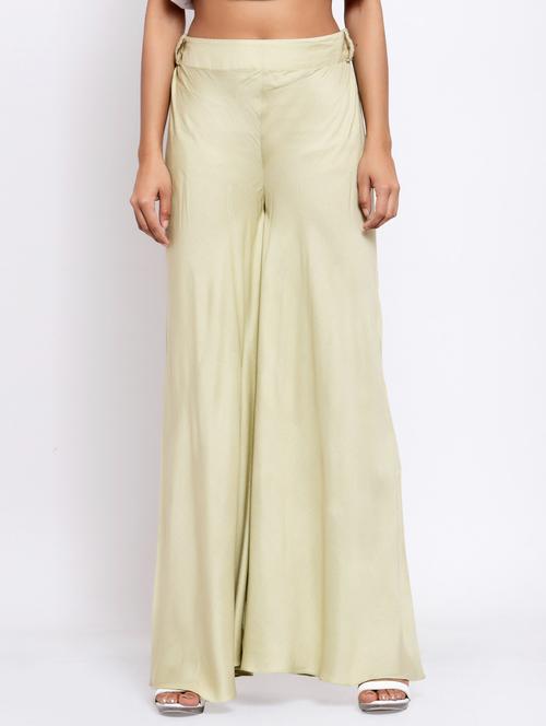 green solid others trouser - 18193091 - Very Small Image - 1