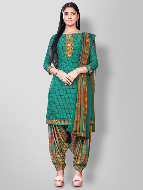 check print unstitched salwar suit set - 18193774 - Very Small Image - 1