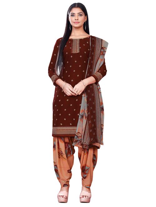 brown synthetic unstitched suit - 18193789 - Very Small Image - 1