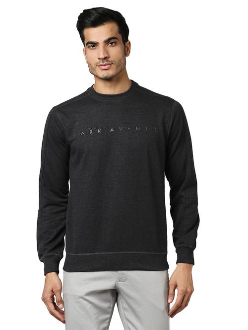 charcoal-grey mélange chest-printed sweatshirt - 18194382 - Very Small Image - 1