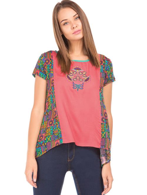 round neck printed top - 18194889 - Very Small Image - 1
