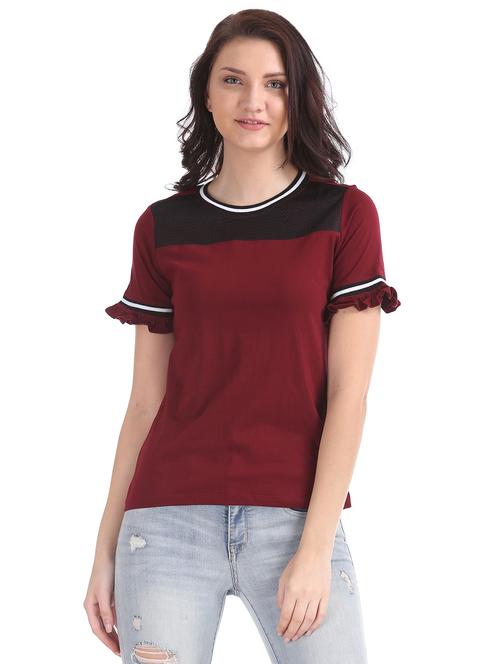 round neck color block top - 18195148 - Very Small Image - 1