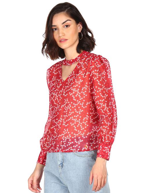 choker neck printed top - 18195266 - Very Small Image - 1
