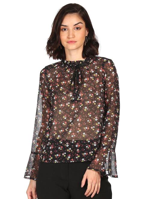 tie up neck floral top - 18195288 - Very Small Image - 1