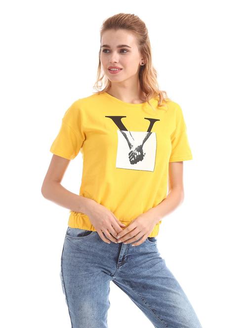 yellow printed regular top - 18195389 - Very Small Image - 1