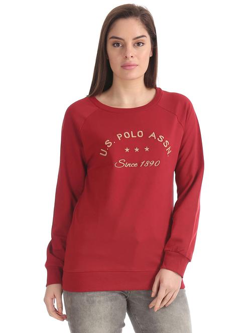red solid regular sweatshirt - 18195918 - Very Small Image - 1