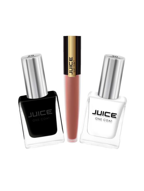 juice nail paints (jet black - 29 frost white - 30) & liptint (cherry jubilee - m70) pack of 3 - 18198853 - Very Small Image - 1