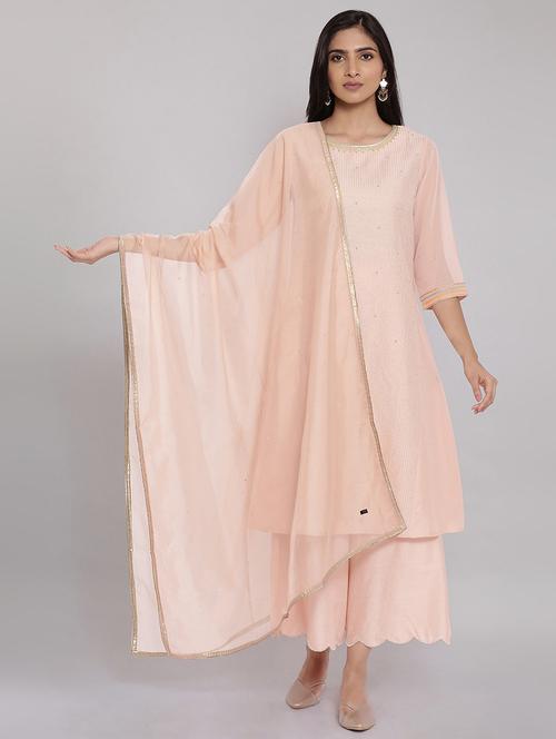 pink plain lace detailed dupatta - 18199385 - Very Small Image - 1