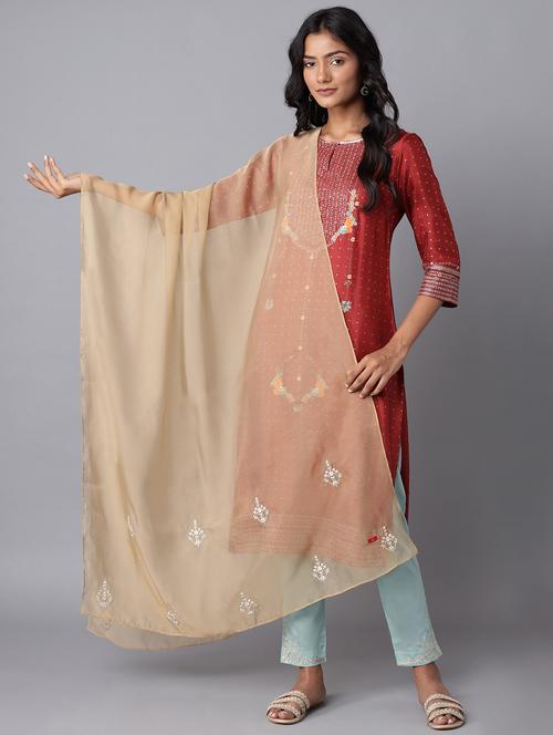 gold polyester dupatta - 18199399 - Very Small Image - 1