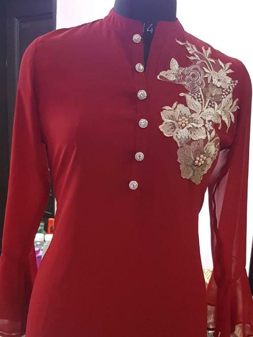 georgette patch work embroidery kurta - 18199418 - Very Small Image - 1