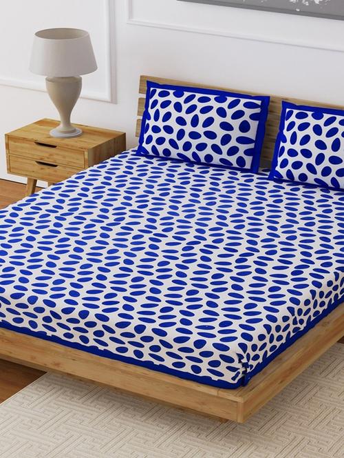 divamee jaipuri print cotton double bedsheet with 2 pillow covers -color resistance-size 85x90 inchs - 18199792 - Very Small Image - 1