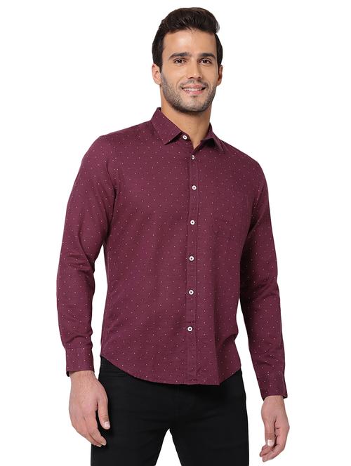 magenta polka printed casual shirt - 18200090 - Very Small Image - 1