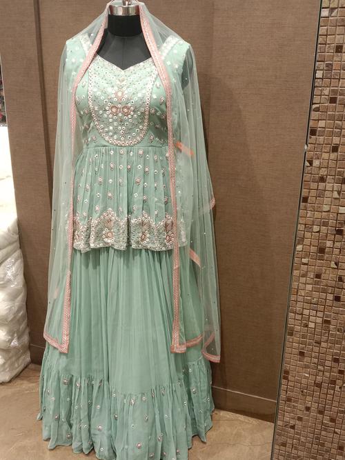ladies skirt with peplum and dupatta(net) - 18200745 - Very Small Image - 1