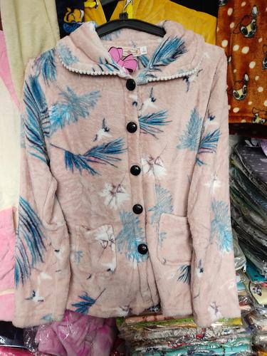 ladies woolen night wear set blue - 18200799 - Very Small Image - 1