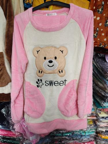 ladies velvet night wear set pink - 18200813 - Very Small Image - 1