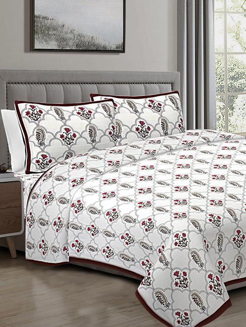 texstylers 100% cotton 108 inch x 108 inch jaipuri print super king size bedsheet with 2 pillow covers - 18201101 - Very Small Image - 1