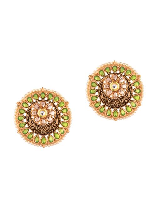 green metal studs earring - 18201399 - Very Small Image - 1