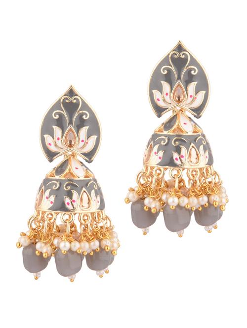 grey metal chandballi earring - 18201418 - Very Small Image - 1